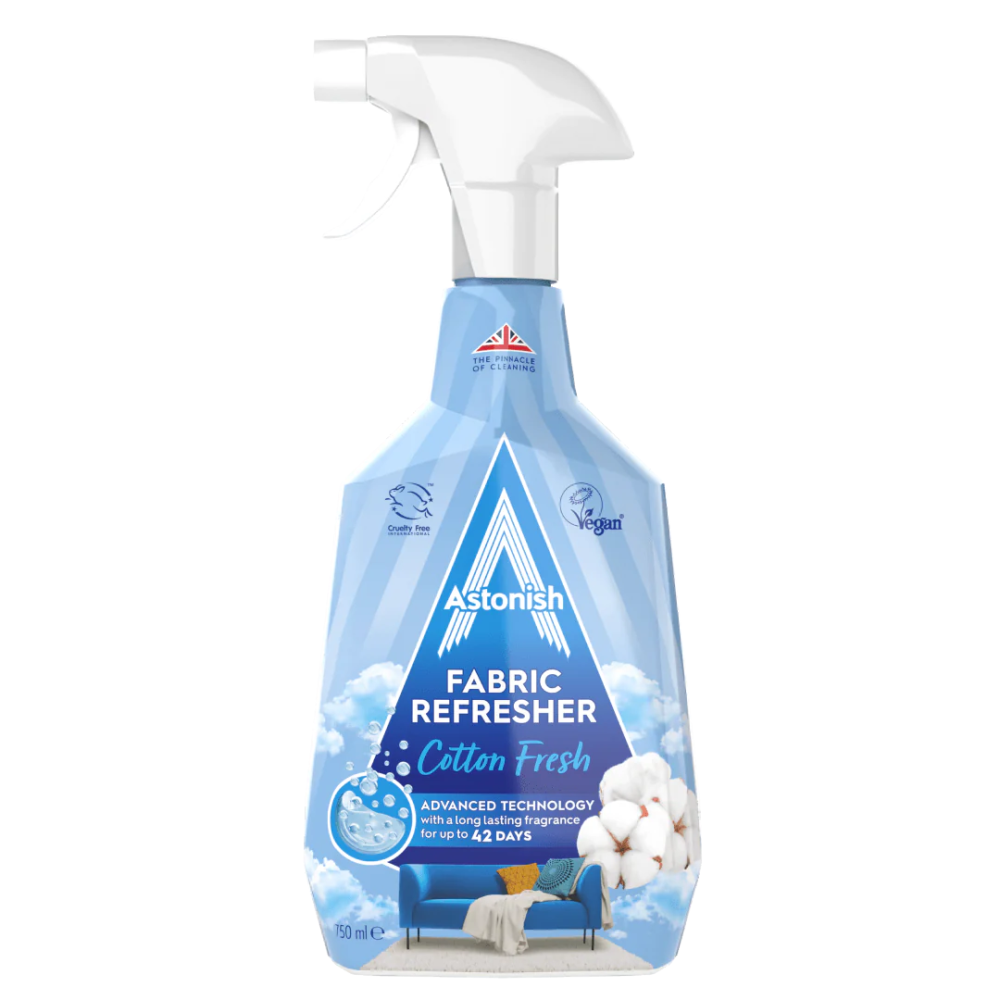 Textilerfrischer "Fabric refresher cotton fresh". Reinigungsmittel. Beleben sie ihre textilien mit diesem erfrischenden textilauffrischungsspray, das gerüche beseitigt und einen sauberen duft hinterlässt.