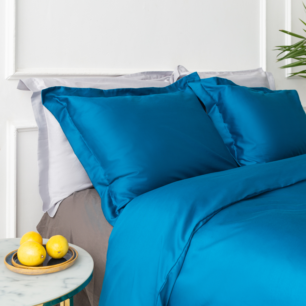 Premium satin bettwäsche set "Turquoise“. Bettwäsche aus Satin, 200x200 cm