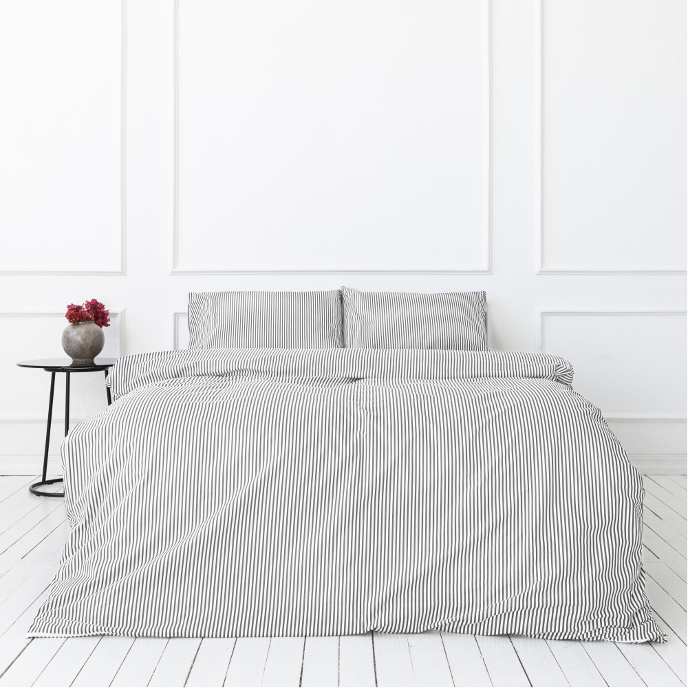 Bettwäsche set "Grey stripe“. Bettwäsche Baumwolle, 135/140x200 cm