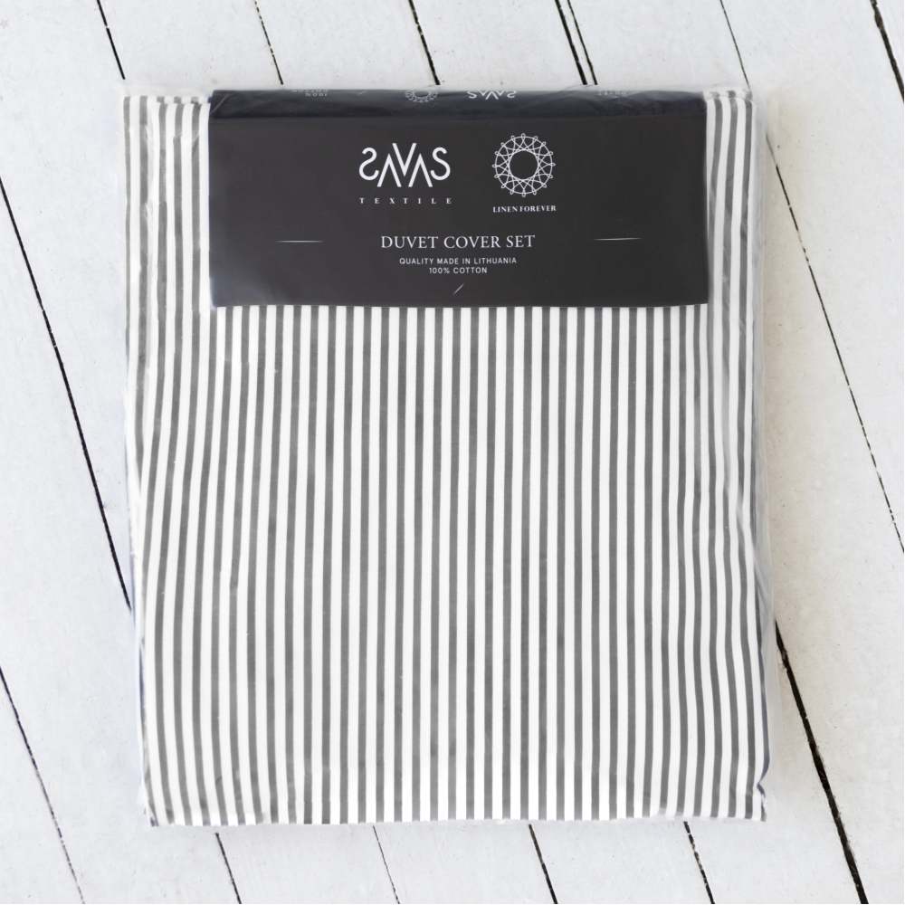 Bettwäsche set "Grey stripe“. Bettwäsche Baumwolle, 135/140x200 cm