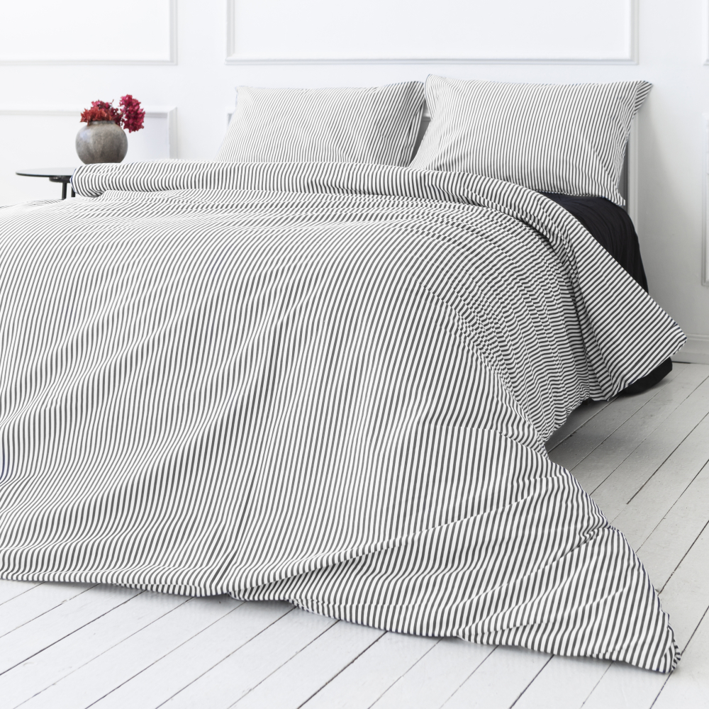 Bettwäsche set "Grey stripe“. Bettwäsche Baumwolle, 135/140x200 cm