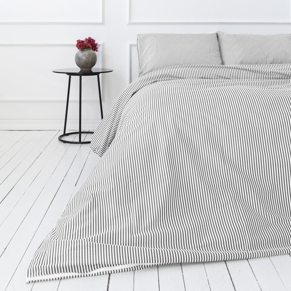 Bettwäsche set "Grey stripe“. Bettwäsche Baumwolle, 135/140x200 cm