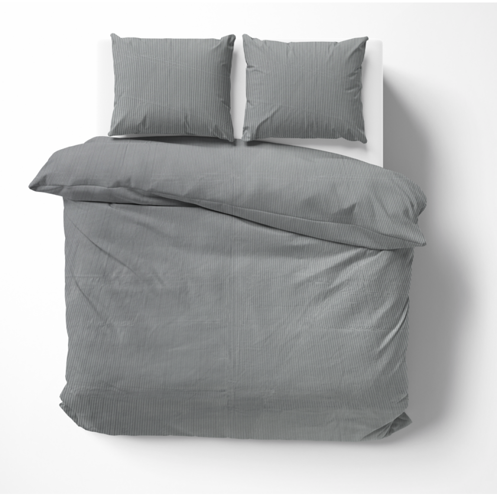 Premium satin bettwäsche set "Grey stripe 3 mm". Bettwäsche aus Satin, 200x220 cm