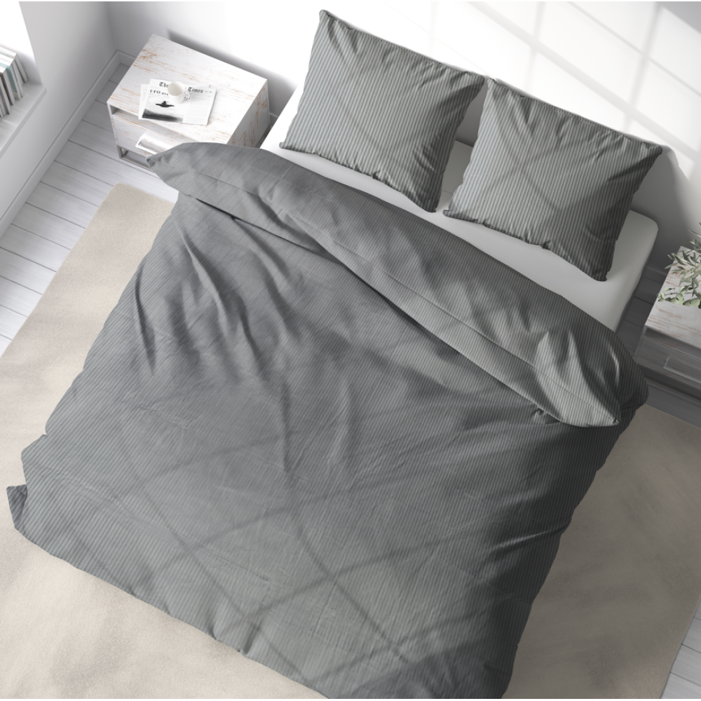 Premium satin bettwäsche set "Grey stripe 3 mm". Bettwäsche aus Satin, 200x220 cm