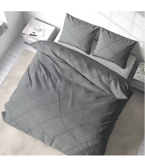 Premium satin bettwäsche set "Grey stripe 3 mm". Bettwäsche aus Satin