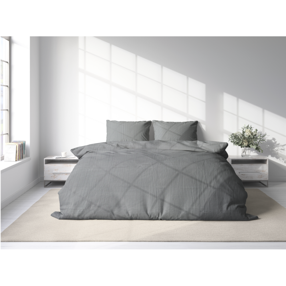 Premium satin bettwäsche set "Grey stripe 3 mm". Bettwäsche aus Satin, 200x220 cm