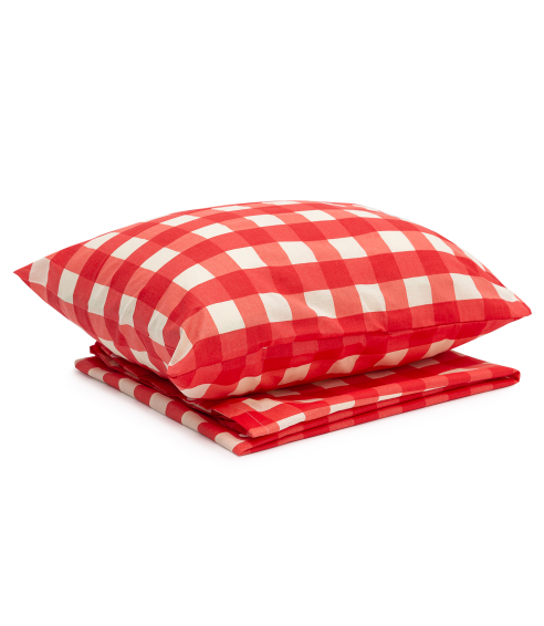 Babybettwäsche ”Red grid". Babybettwäsche
