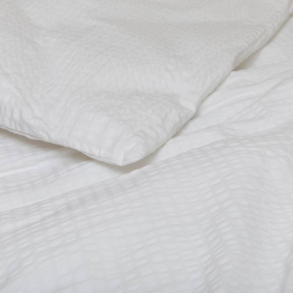 Seersucker Bettwäsche „Kora White“. Bettwäsche Baumwolle, 135/140x200 cm, 200x200 cm, 200x220 cm
