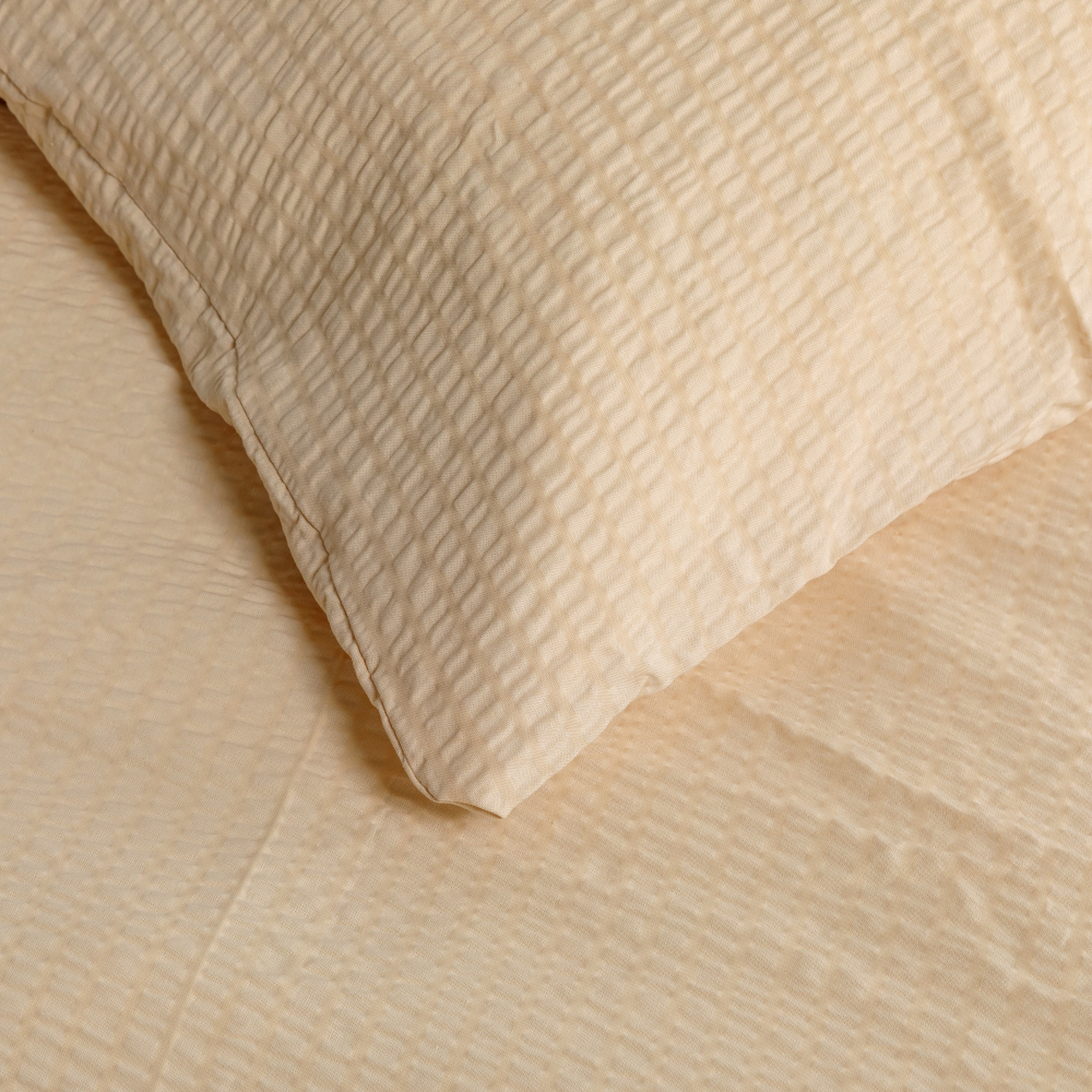 Seersucker Bettwäsche „Kora Peach“. Bettwäsche Baumwolle, 135/140x200 cm, 155/160x200 cm, 200x220 cm