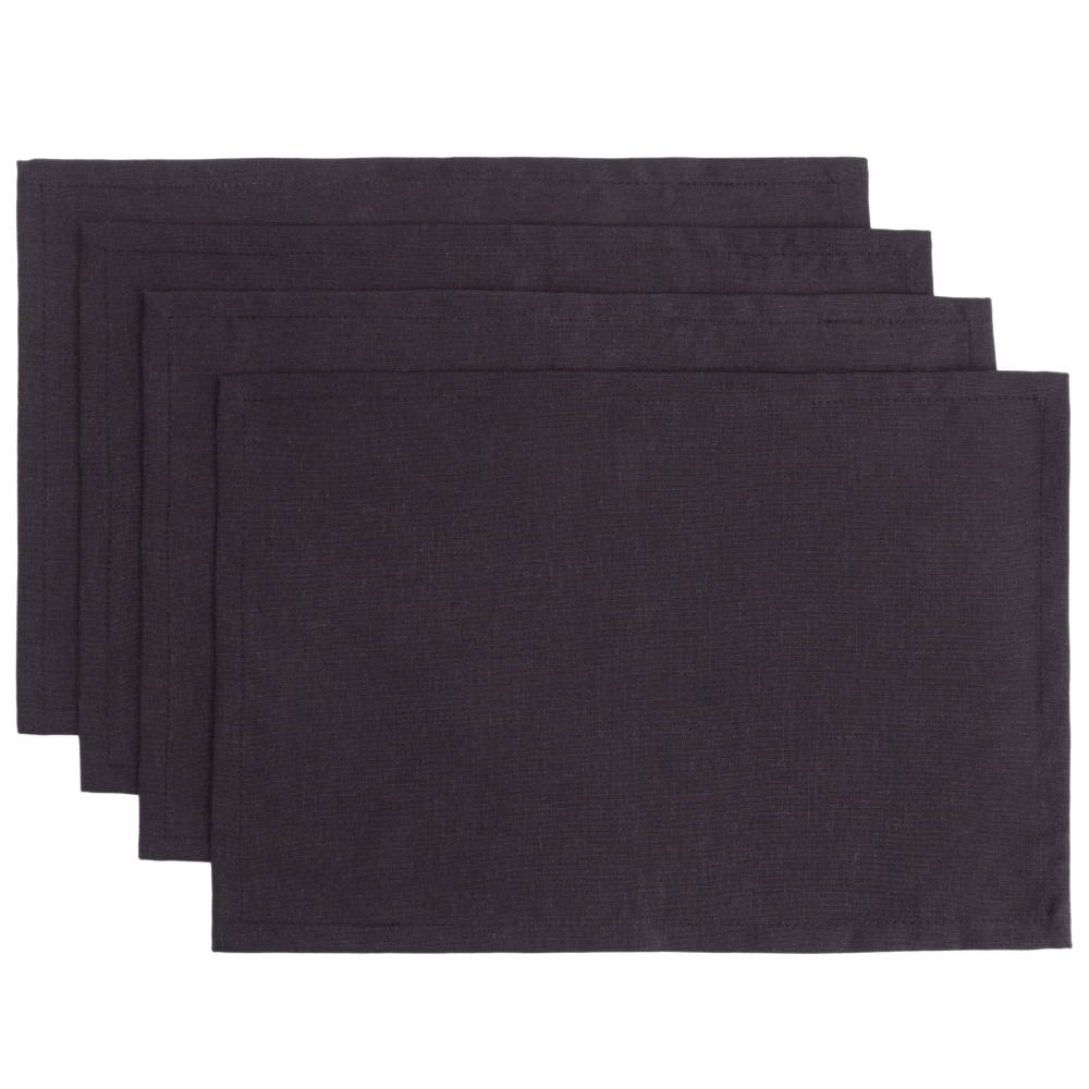 Tischset „Linen black“ 4 stk.. Tischdecke aus Leinen, 30x45 cm