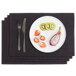 Tischset „Linen black“ 4 stk.. Tischdecke aus Leinen, 30x45 cm