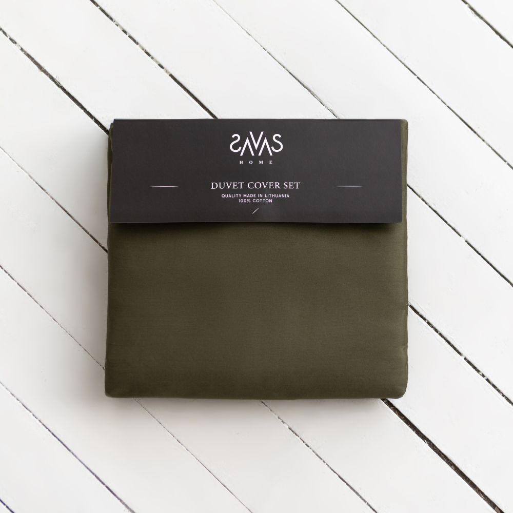 Premium satin bettwäsche set "Moss green". Bettwäsche aus Satin, 135/140x200 cm
