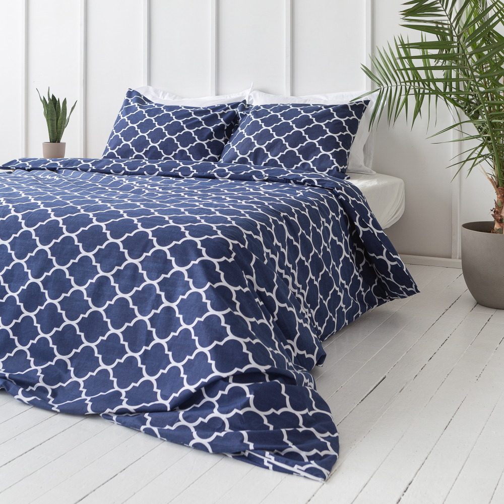 Bettwäsche set "Morocco dark blue“. Bettwäsche Baumwolle, 135/140x200 cm