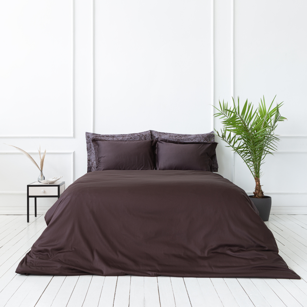 Premium satin bettwäsche set "Chocolate". Bettwäsche aus Satin, 135/140x200 cm, 200x200 cm, 200x220 cm