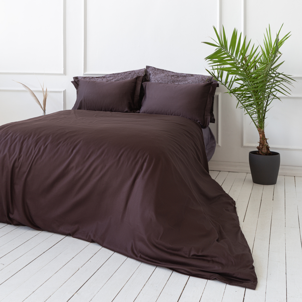 Premium satin bettwäsche set "Chocolate". Bettwäsche aus Satin, 135/140x200 cm, 200x200 cm, 200x220 cm