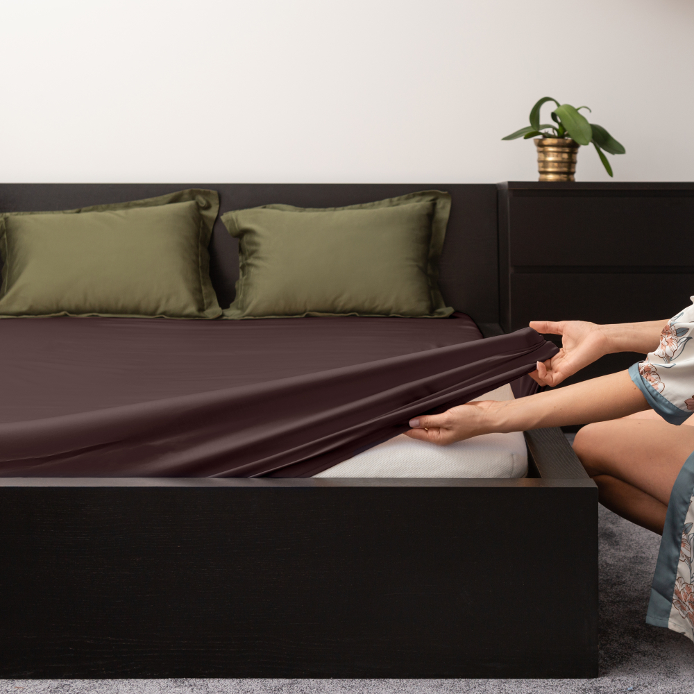 Satin Spannbettlaken „Chocolate“. Spannbettlaken, 90x200 cm, 135/140x200 cm, 155/160x200 cm, 180x200 cm