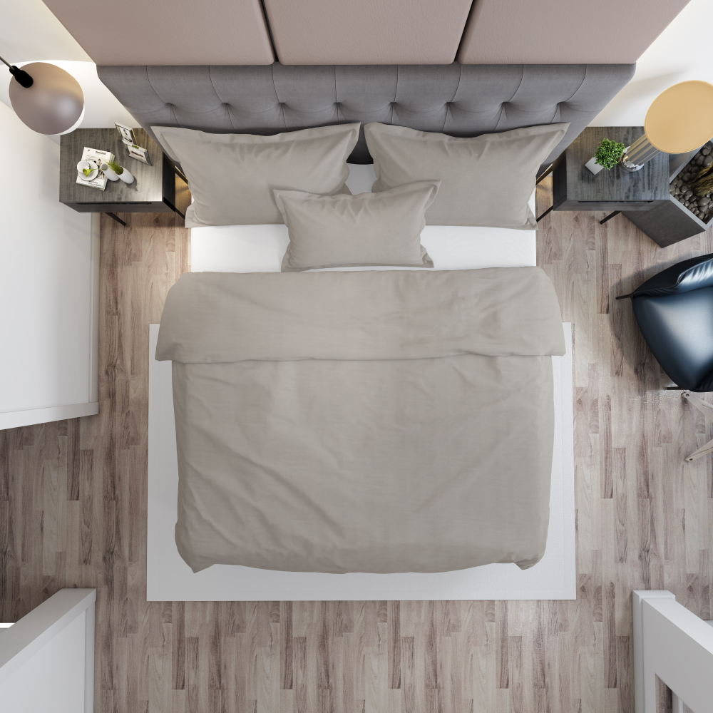 Premium satin bettwäsche set "Taupe". Bettwäsche aus Satin, 135/140x200 cm, 150x200 cm, 155/160x200 cm, 180x200 cm, 200x200 cm, 200x220 cm, 220x240 cm