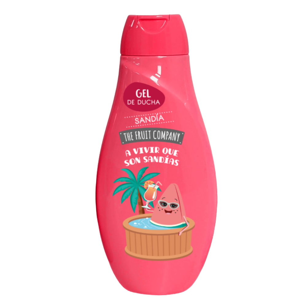 Duschgel "Shower Gel The Fruit Company Sandias". Duschgel mit wassermelonen-noten von the fruit company in der flasche