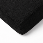 Frottee Spannbettlaken „Black frote“. Spannbettlaken 180x200, 90x200 cm, 135/140x200 cm, 155/160x200 cm, 180x200 cm, 200x220 cm. Tiefschwarzes spannleintuch mit vielen feinen frotteeschlaufen auf der oberfläche.