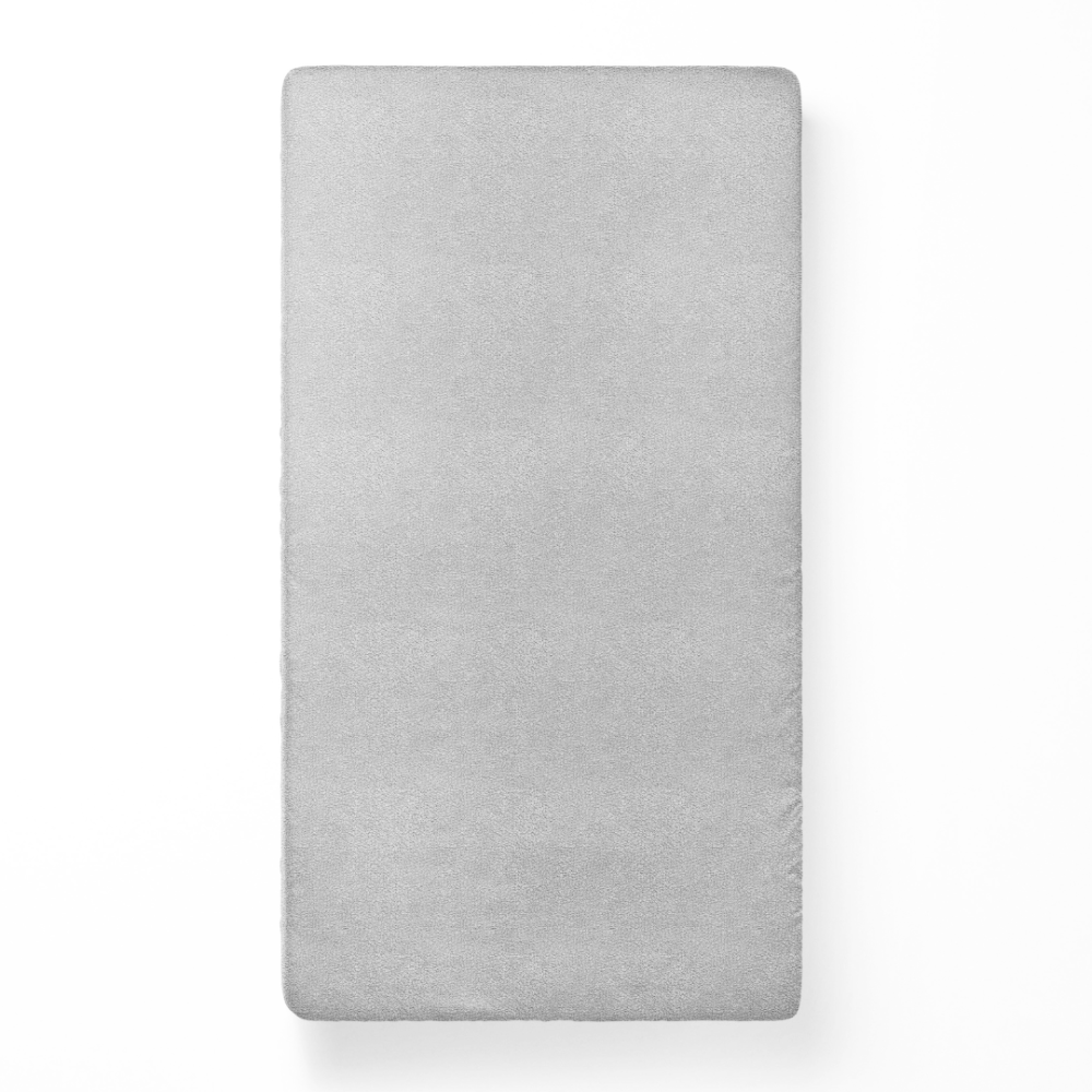 Frottee Spannbettlaken „Light Grey Terry sheet“. Spannbettlaken 160x200, 155/160x200 cm, 180x200 cm. Elegantes hellgraues bettwäscheset, perfekt, um in jedem schlafzimmer eine ruhige und gemütliche atmosphäre zu schaffen.