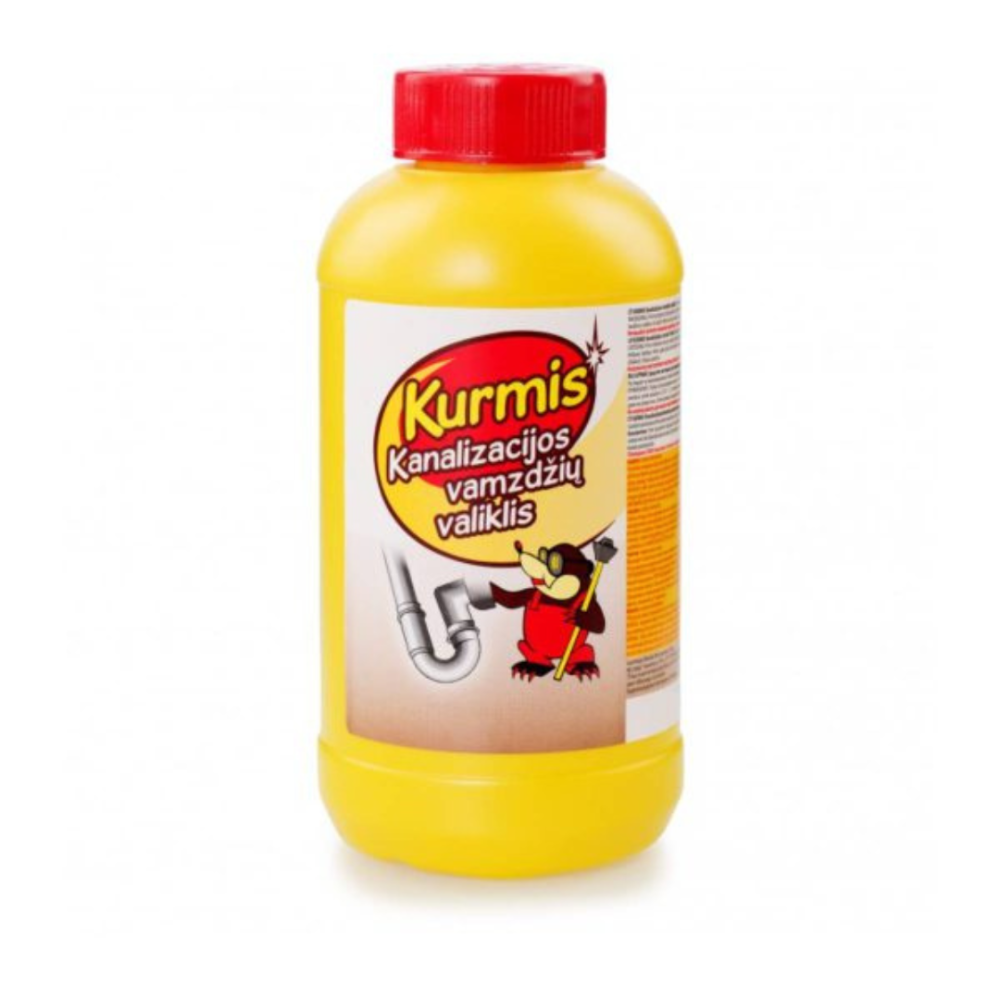 Abflussreiniger granulat "Kurmis pellets". Reinigungsmittel. Rohrreiniger kurmis in pelletsform, der effektiv verstopfungen und kalkablagerungen in rohren entfernt.