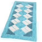 Teppich „Blue Diamond Mosaic Rug“, 70x140 cm. Leuchtend blauer teppich mit weißen rechtecken und dunkelblauen dreiecken in den ecken, die die zentralen formen umrahmen. Teppich „Blue Diamond Mosaic Rug“, 70x140 cm. Leuchtend blauer teppich mit weißen rechtecken und dunkelblauen dreiecken in den ecken, die die zentralen formen umrahmen.