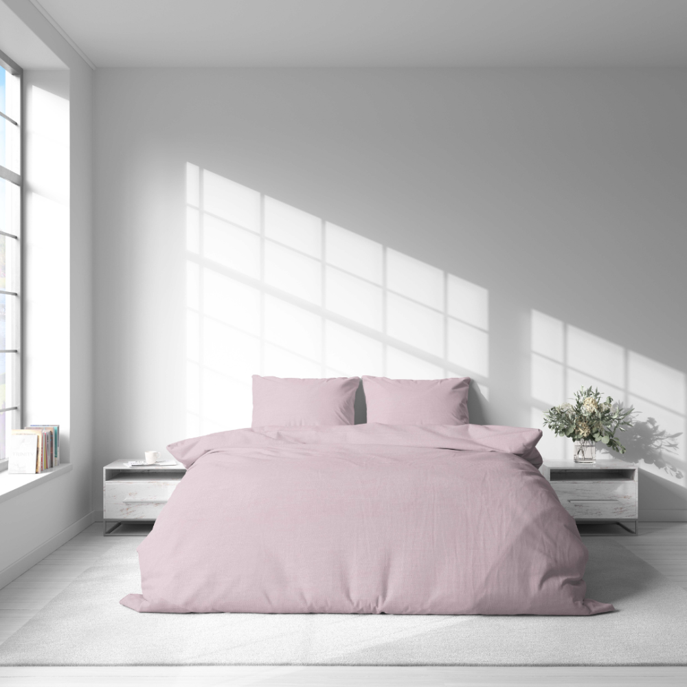 Leinen bettwäsche "Linen Rose". Leinen Bettwäsche, 135/140x200 cm, 200x200 cm, 200x220 cm, 220x240 cm. Minimalistisches rosafarbenes leinenbettwäsche-set ohne muster.