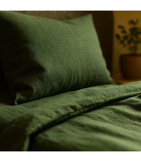 Leinen bettwäsche "Linen Dark Green". Leinen Bettwäsche