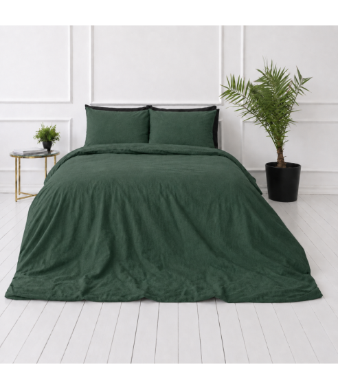 Leinen bettwäsche "Linen Dark Green". Leinen Bettwäsche