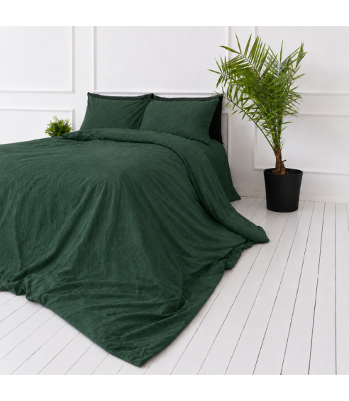 Leinen bettwäsche "Linen Dark Green". Leinen Bettwäsche