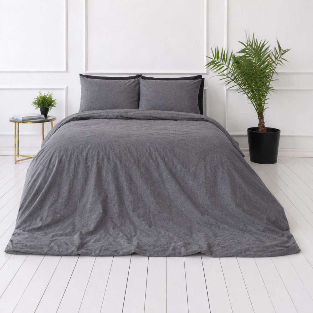 Leinen bettwäsche "Linen Grey oasis". Bettwäsche einfarbig, 135/140x200 cm, 150x200 cm, 155/160x200 cm, 180x200 cm, 200x200 cm, 200x220 cm, 220x240 cm