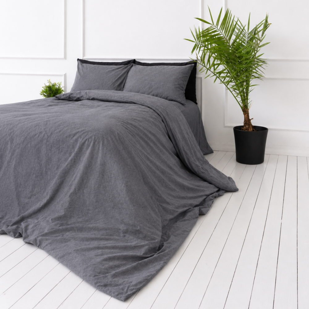 Leinen bettwäsche "Linen Grey oasis". Bettwäsche einfarbig, 135/140x200 cm, 150x200 cm, 155/160x200 cm, 180x200 cm, 200x200 cm, 200x220 cm, 220x240 cm