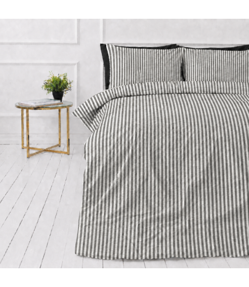 Leinen bettwäsche "Linen Grey Stripes“. Leinen Bettwäsche