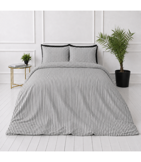Leinen bettwäsche "Linen Grey Stripes“. Leinen Bettwäsche
