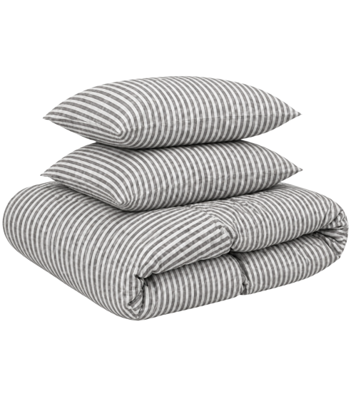 Leinen bettwäsche "Linen Grey Stripes“. Leinen Bettwäsche