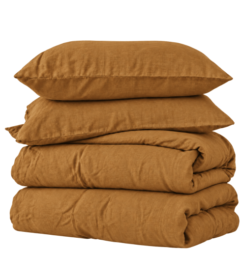 Leinen bettwäsche "Linen Mustard“. Leinen Bettwäsche