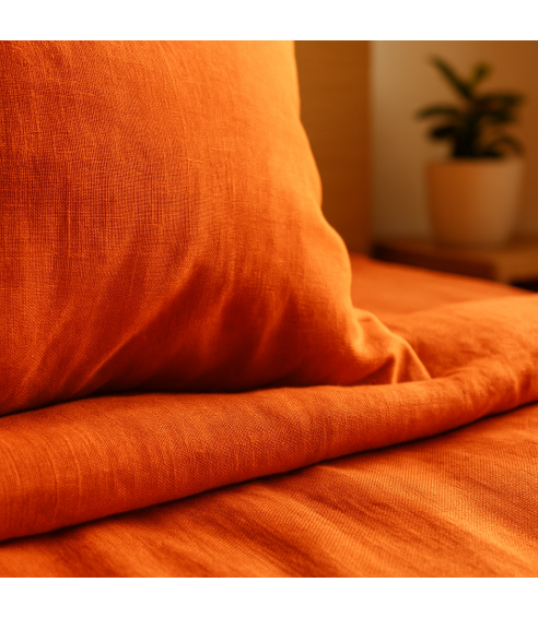 Leinen bettwäsche "Linen Orange". Leinen Bettwäsche