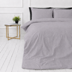 Leinen bettwäsche "Linen Pearl“. Bettwäsche 150x200, 135/140x200 cm, 150x200 cm, 155/160x200 cm, 180x200 cm, 200x200 cm, 200x220 cm, 220x240 cm. Stilvolles bettwäsche-set in grau-lila mit dezentem ton-in-ton-dessin.