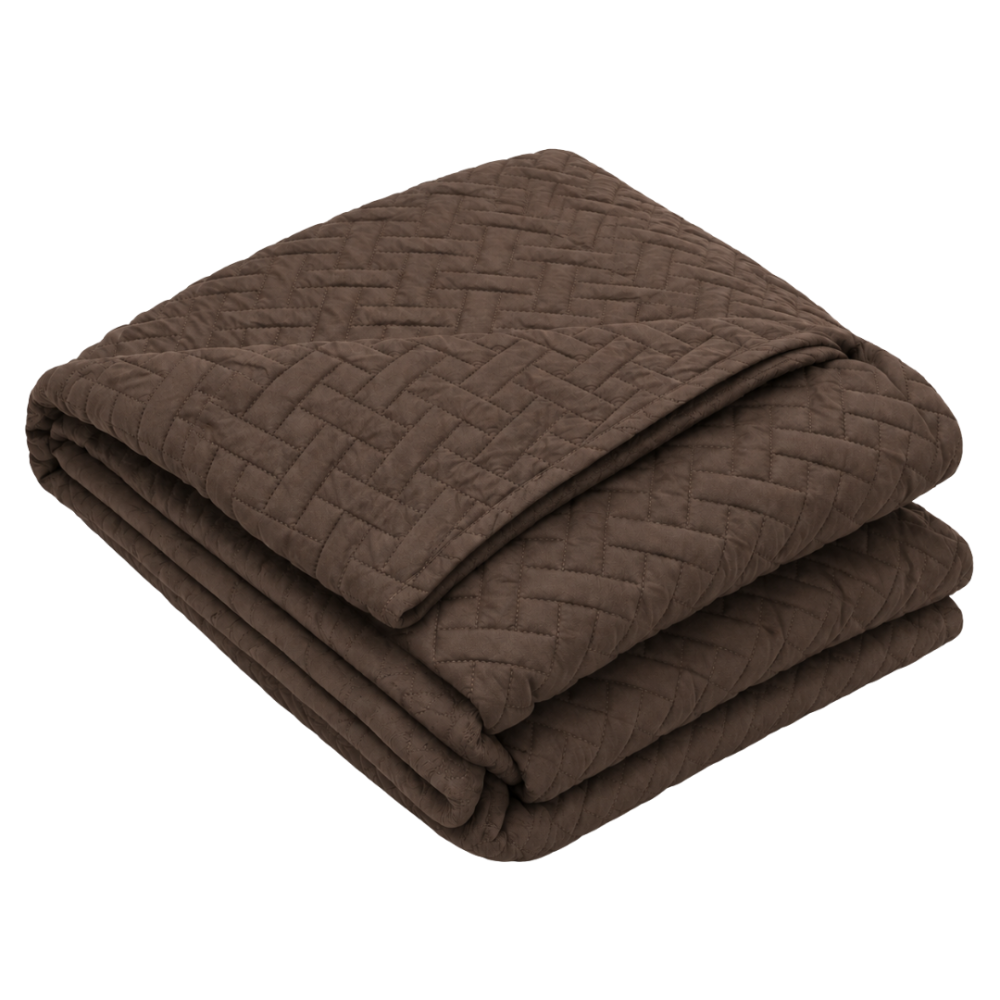 Tagesdecke „Bedspread Brunette“. Tagesdecken, 210x240 cm. Dunkelbraune bettüberdecke mit einem feinen geometrischen steppdessin Tagesdecke „Bedspread Brunette“. Tagesdecken, 210x240 cm. Dunkelbraune bettüberdecke mit einem feinen geometrischen steppdessin