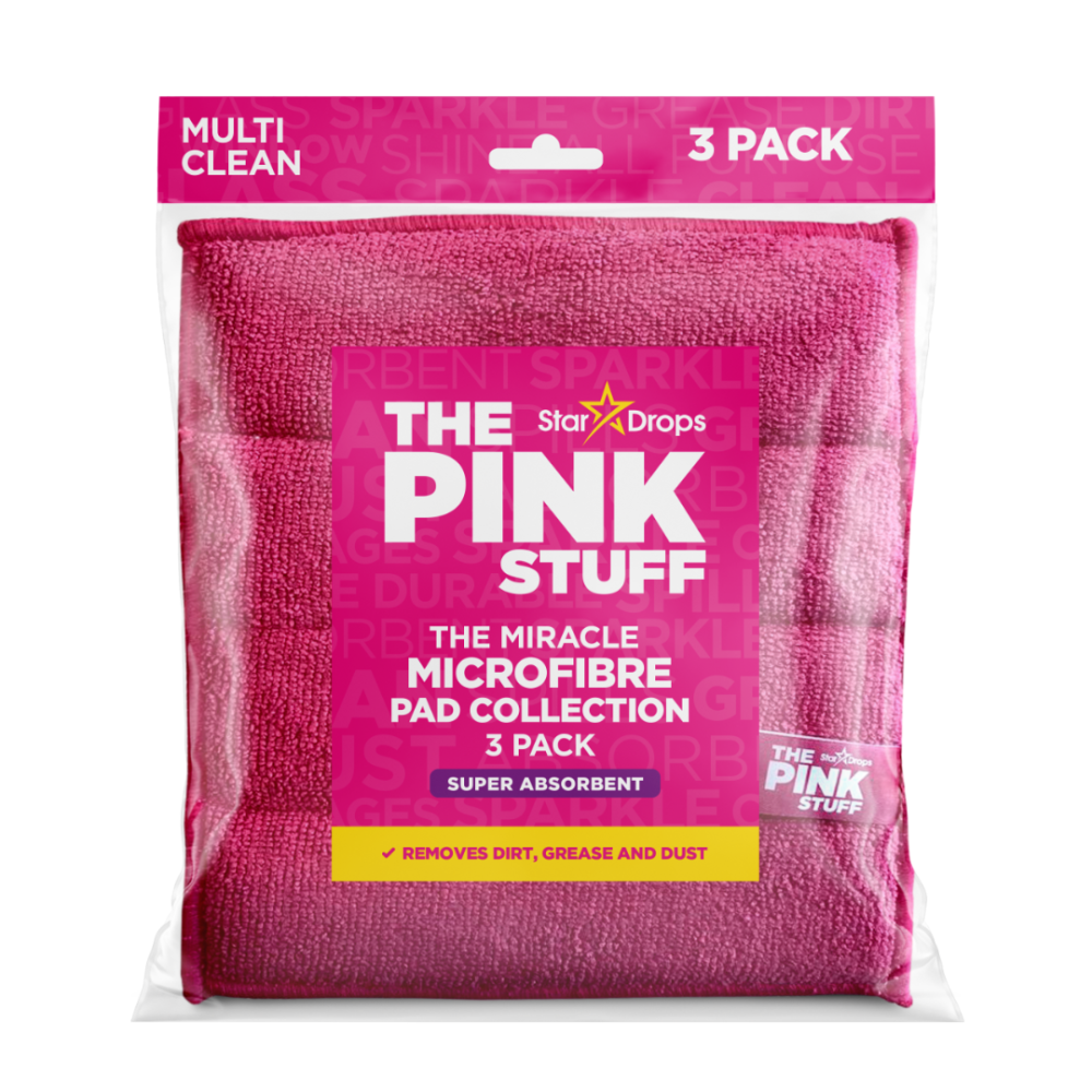 Mikrofasertuch „Pink stuff microfibre“. Küchentücher, 30x30 cm. Weiches, rosafarbenes mikrofasertuch für eine effektive und schonende reinigung, ideal für verschiedene oberflächen und zum abstauben.