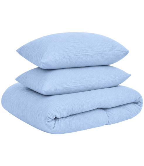 Musselin Bettwäsche set "Blue muslin". Kinderbettwäsche