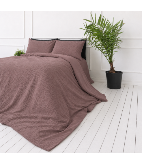 Musselin Bettwäsche set "Brown muslin". Bettwäsche 200x200