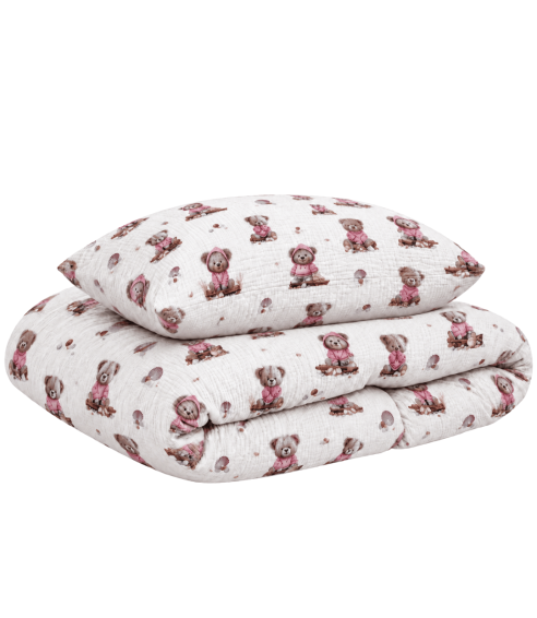 Musselin Bettwäsche set "Fluffy Bear muslin". Kinderbettwäsche