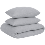 Musselin Bettwäsche set "Grey muslin". Bettwäsche einfarbig, 200x200 cm, 200x220 cm. Hellgraue musselin-bettwäsche mit sanft gewellter oberfläche