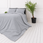 Musselin Bettwäsche set "Grey muslin". Bettwäsche einfarbig, 200x200 cm, 200x220 cm. Graues musselin-bettwäsche-set mit natürlicher stoffstruktur
