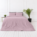 Musselin Bettwäsche set "Rose muslin". Bettwäsche sets, 135/140x200 cm, 150x200 cm, 155/160x200 cm. Rosa polster- und deckenbezüge mit derselben feinen knitterstruktur.