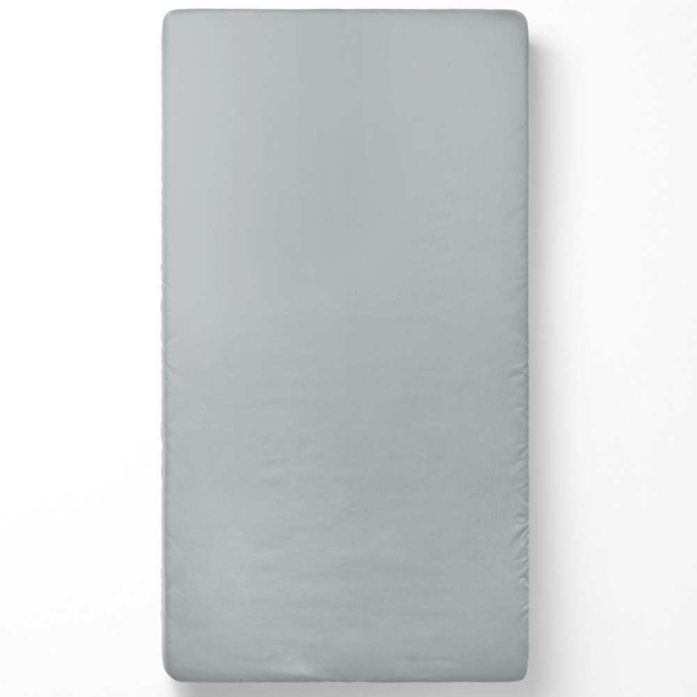 Bettlaken ohne Gummizug „Harbor“, 150x220 cm, 200x220 cm, 220x240 cm. Atmungsaktives und weiches hellgraues bettlaken.