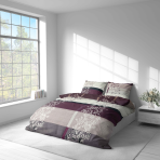 Bettwäsche set "Promiseland". Bettwäsche 140x200, 135/140x200 cm, 155/160x200 cm, 200x200 cm, 200x220 cm. Bettwäsche in hellen und violetten tönen mit einem einzigartigen muster in der mitte für einen modernen, stilvollen look.