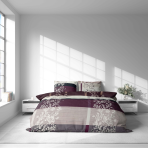 Bettwäsche set "Promiseland". Bettwäsche 140x200, 135/140x200 cm, 155/160x200 cm, 200x200 cm, 200x220 cm. Weiche bettwäsche mit violetter farbe und zentralem muster, perfekt für eine schicke und moderne schlafzimmereinrichtung.