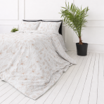 Bettwäsche set "Aubrielle". Bettwäsche 155x200, 135/140x200 cm, 150x200 cm, 155/160x200 cm, 180x200 cm, 200x200 cm, 200x220 cm, 220x240 cm. Fein getöntes bettwäscheset mit botanischen linienornamenten